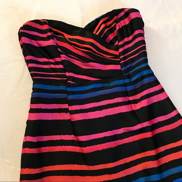 NWOT H&M Strapless Black, Pink, Blue Striped Dress - Picture 2 of 7